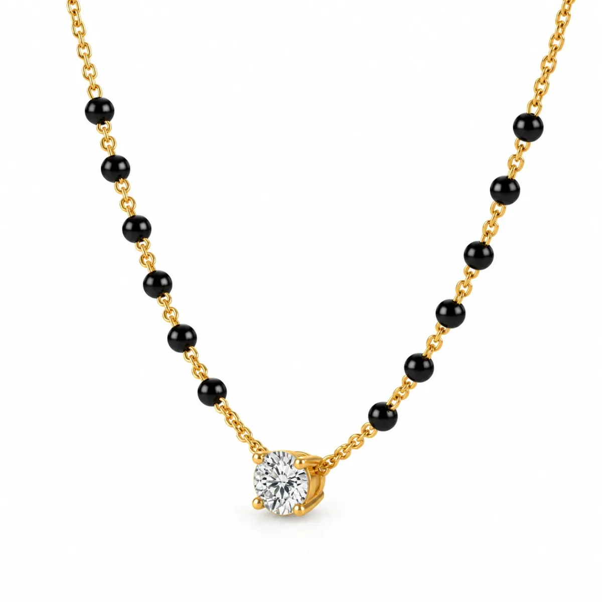 18K Gold Classic Solitaire Lab Grown Diamond Mangalsutra - Image 2