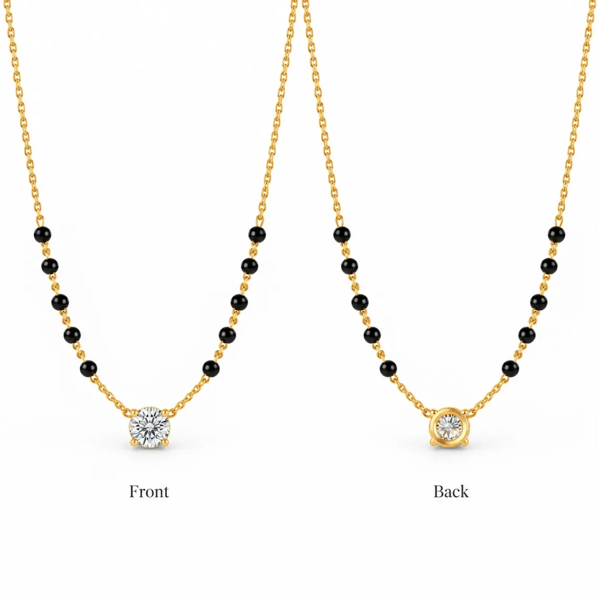 18K Gold Classic Solitaire Lab Grown Diamond Mangalsutra - Image 3