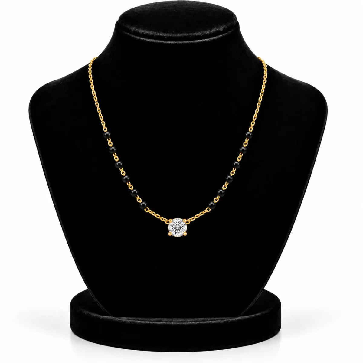 18K Gold Classic Solitaire Lab Grown Diamond Mangalsutra - Image 5