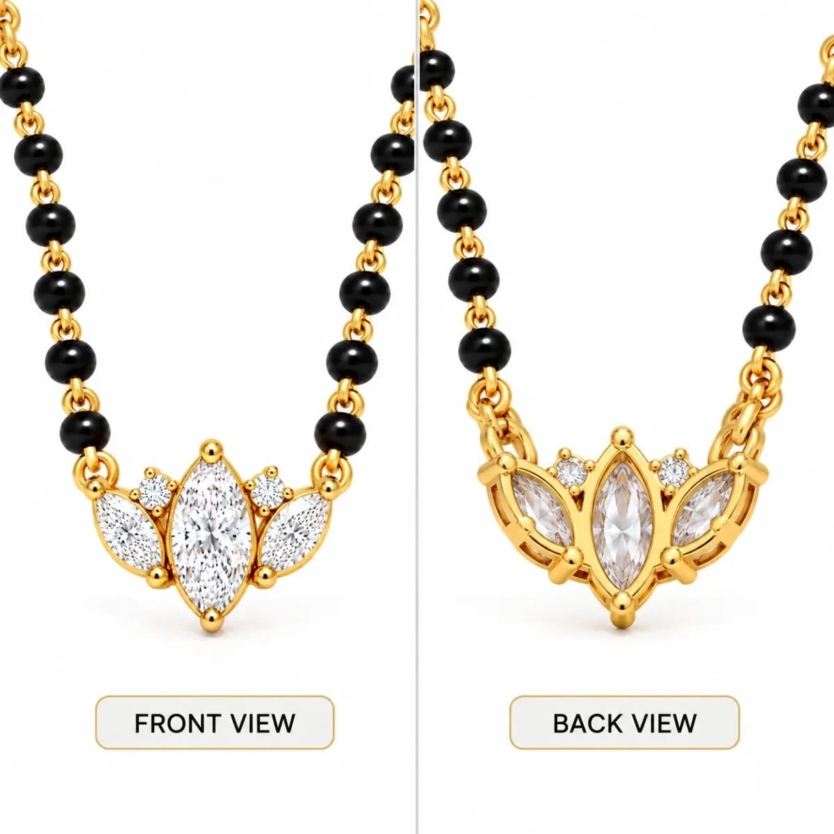 18K Gold Crown Bloom Lab Grown Diamond Mangalsutra - Image 3