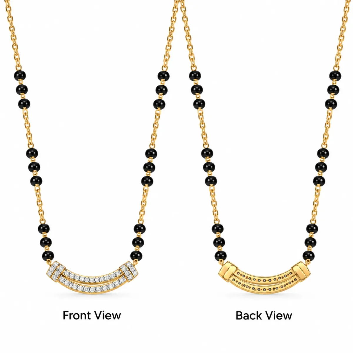 18K Gold Double Curve Lab Grown Diamond Mangalsutra - Image 3