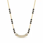 18K gold double curve lab grown diamond mangalsutra for women featuring two curved diamond rows and traditional black beads