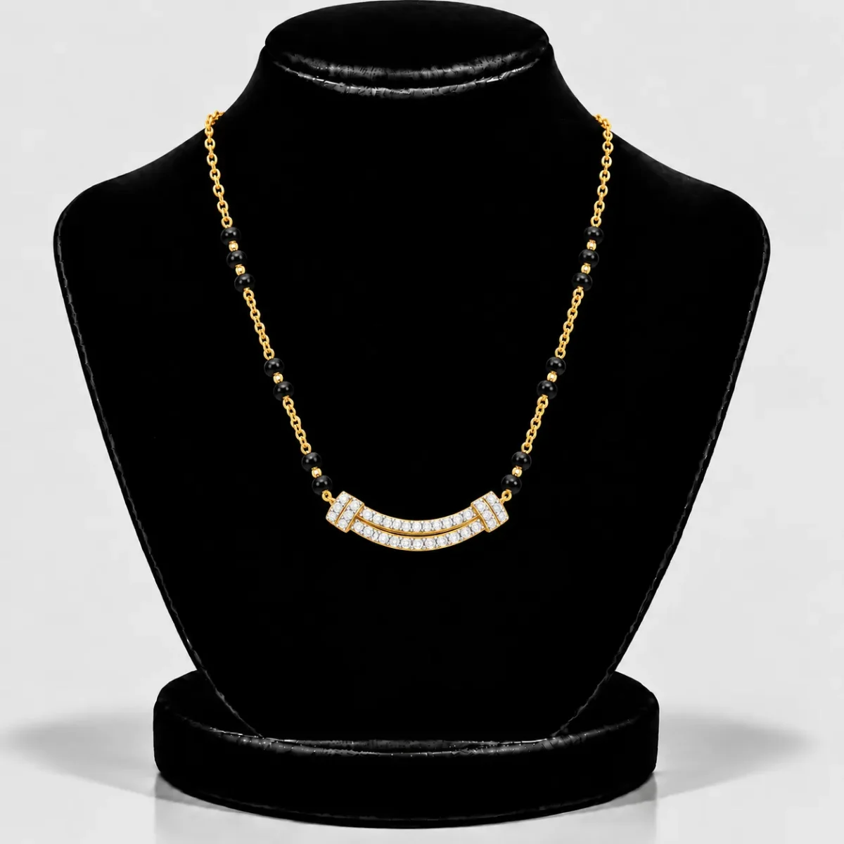 18K Gold Double Curve Lab Grown Diamond Mangalsutra - Image 5