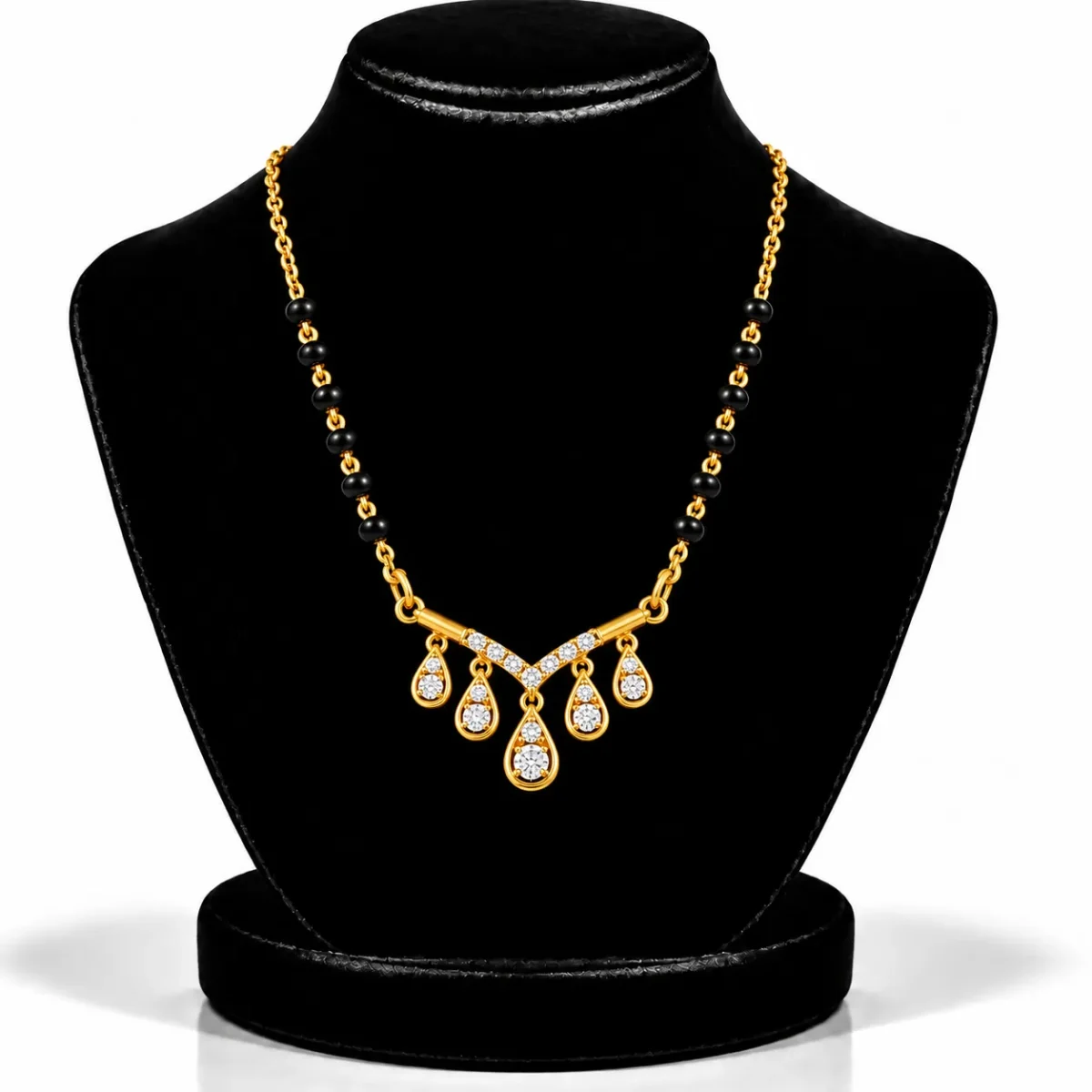 18K Gold Five Drop Lab Grown Diamond Mangalsutra for Women - Image 5