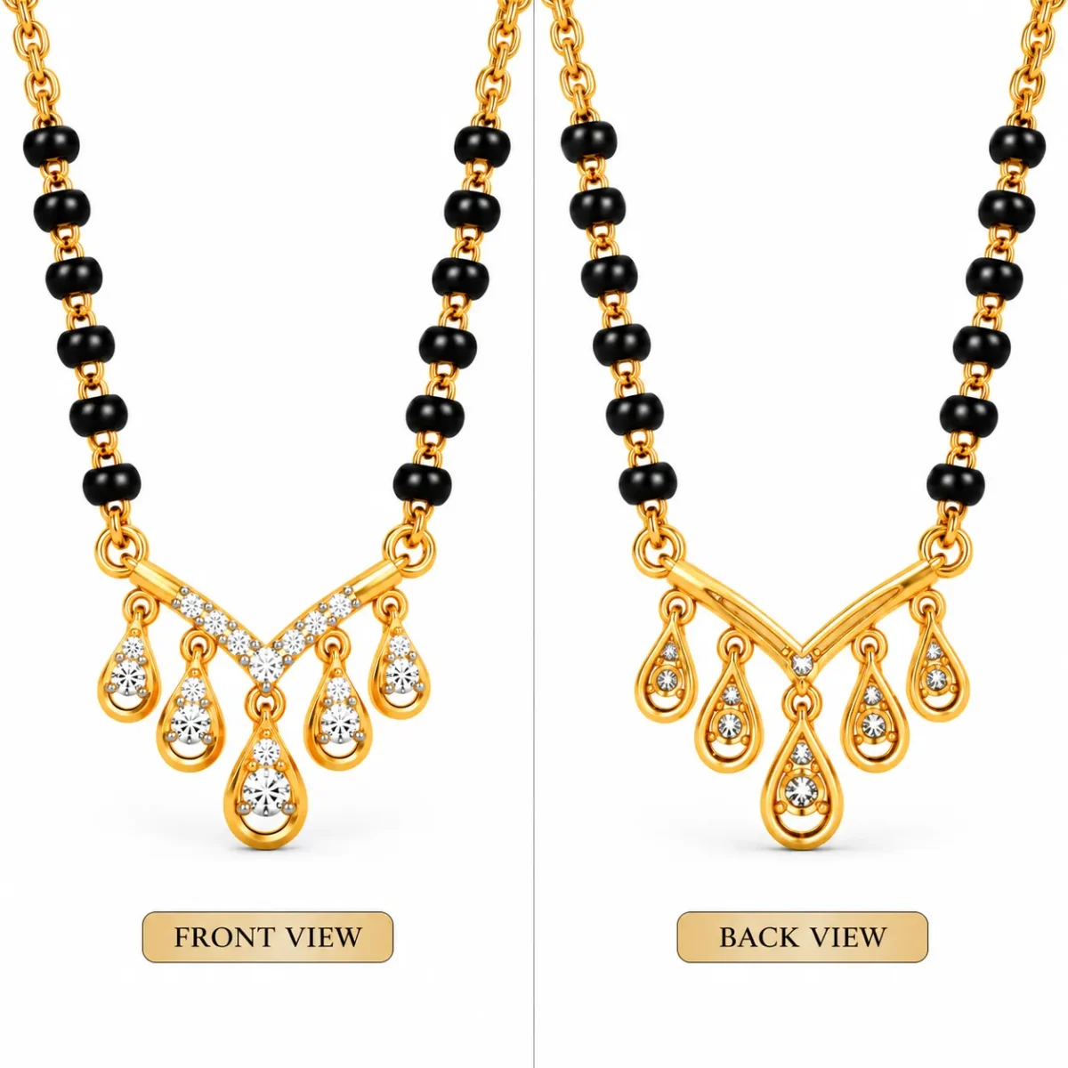 18K Gold Five Drop Lab Grown Diamond Mangalsutra for Women - Image 3