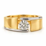 18K Gold Floating Solitaire Lab Grown Diamond Ring for Men Front View
