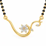 18K Gold Floral Swirl Lab-Grown Diamond Mangalsutra with 1.10 Carat E-F VS1 Diamonds