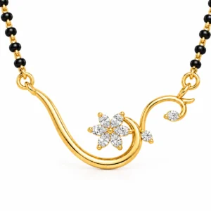 18K Gold Floral Swirl Lab-Grown Diamond Mangalsutra with 1.10 Carat E-F VS1 Diamonds