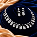 18K Gold Floral Vine & Leaf Lab Grown Diamond Necklace Set for Women - Image 4