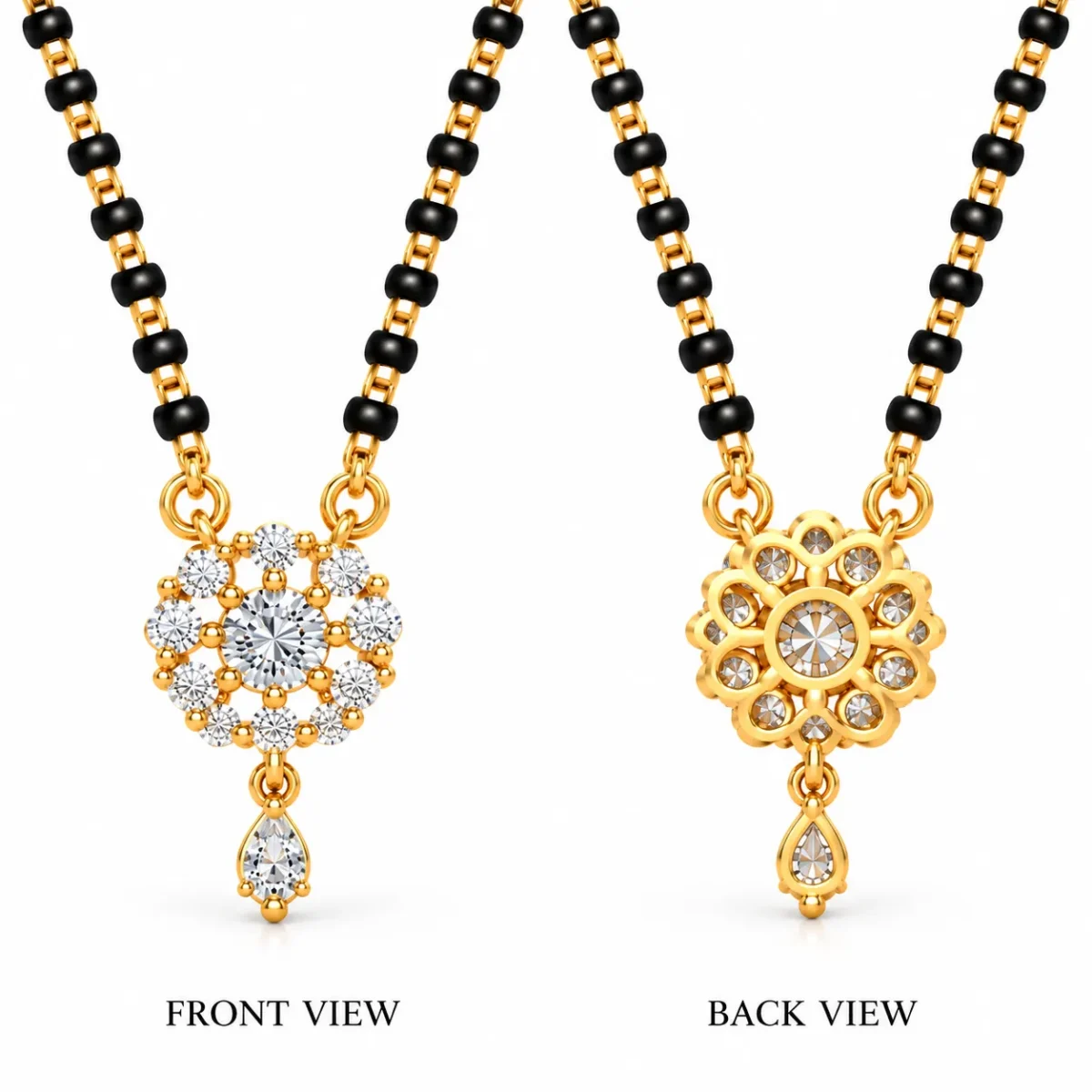 18K Gold Flower Lab Grown Diamond Mangalsutra - Image 3