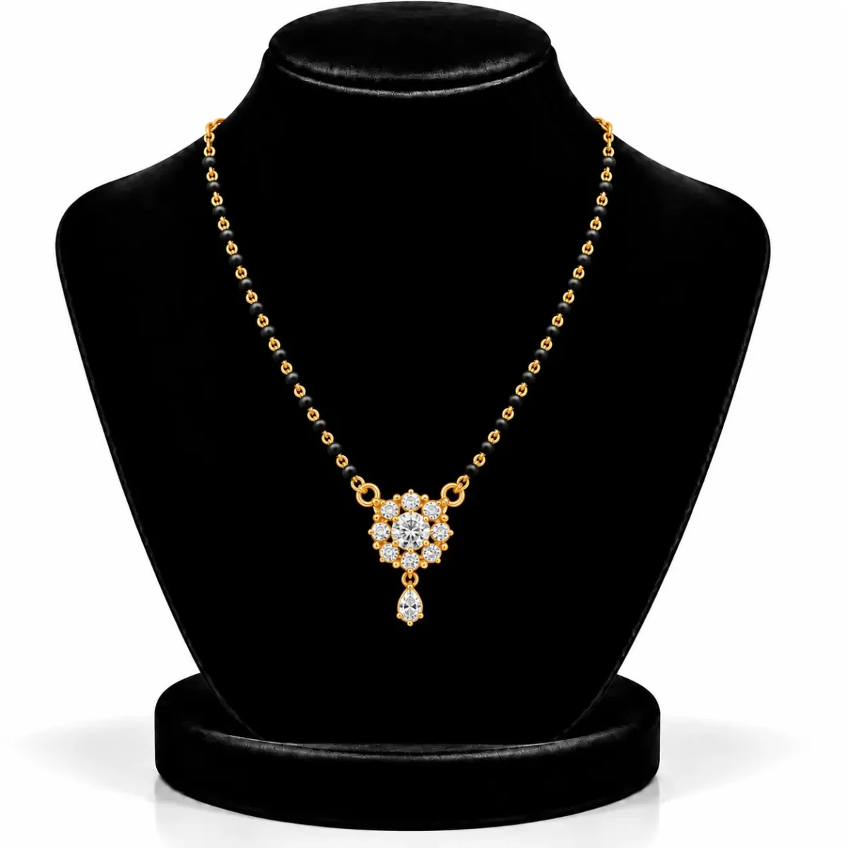 18K Gold Flower Lab Grown Diamond Mangalsutra - Image 5
