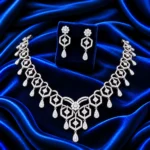 18K Gold Geometric Hexagon Lab Grown Diamond Necklace Set with Matching Earrings - Image 2