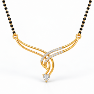18K Gold Heart Drop Lab-Grown Diamond Mangalsutra with 1.35 Carat E-F VS1 Diamonds