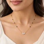 18K Gold Heart-Inspired Pear Diamond Mangalsutra - Image 4