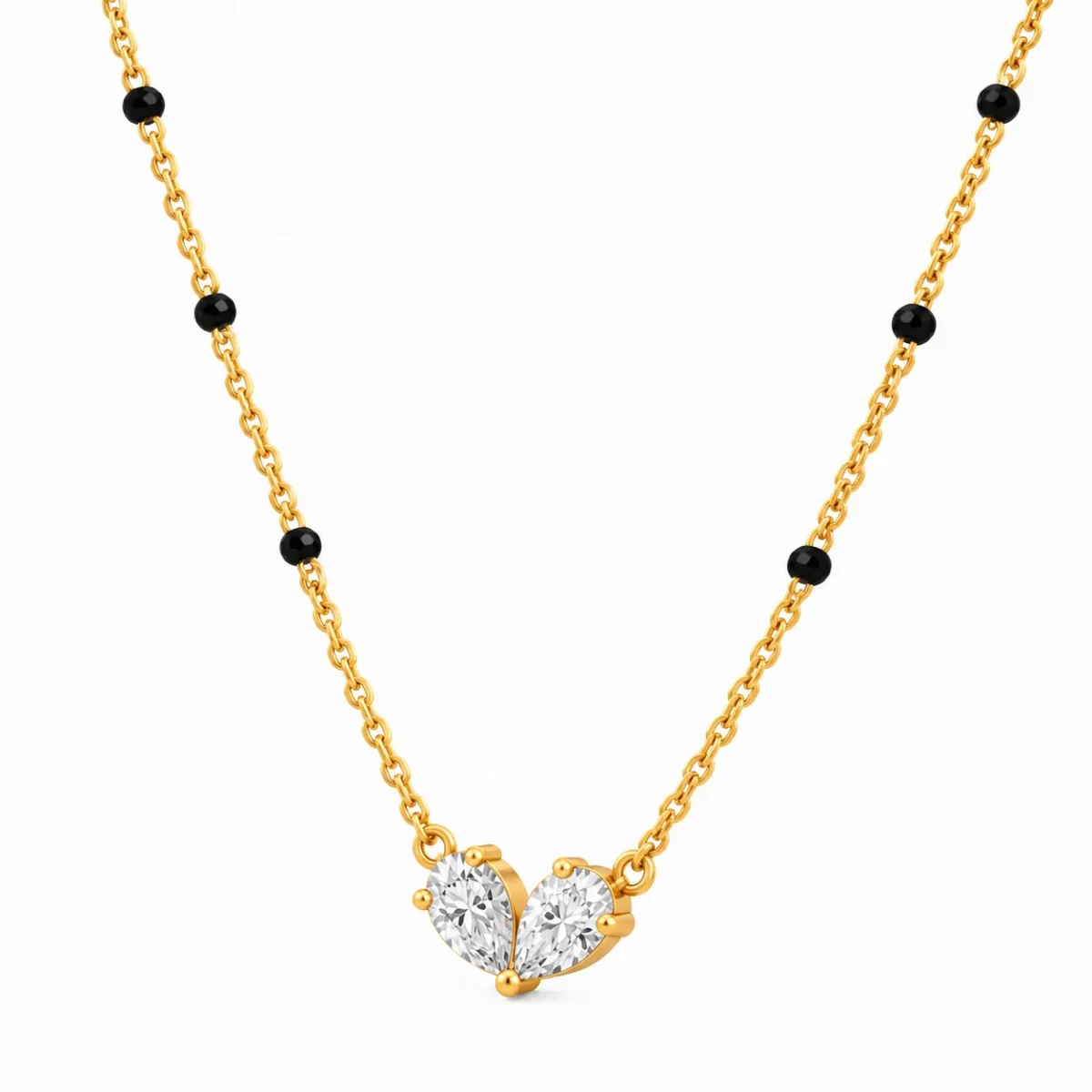 18K Gold Heart-Inspired Pear Diamond Mangalsutra - Image 2