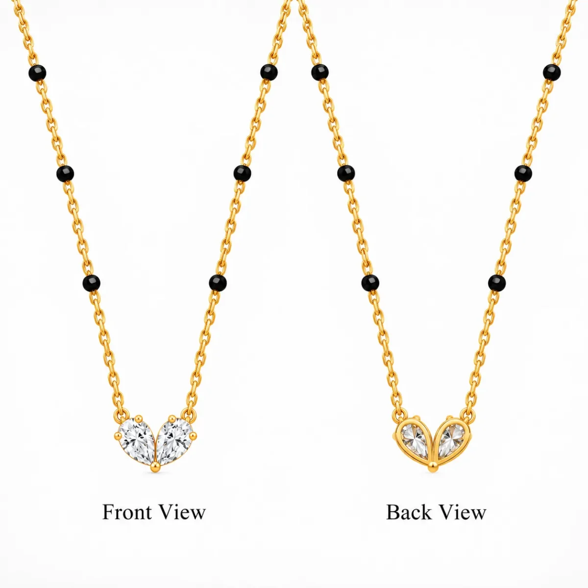 18K Gold Heart-Inspired Pear Diamond Mangalsutra - Image 3
