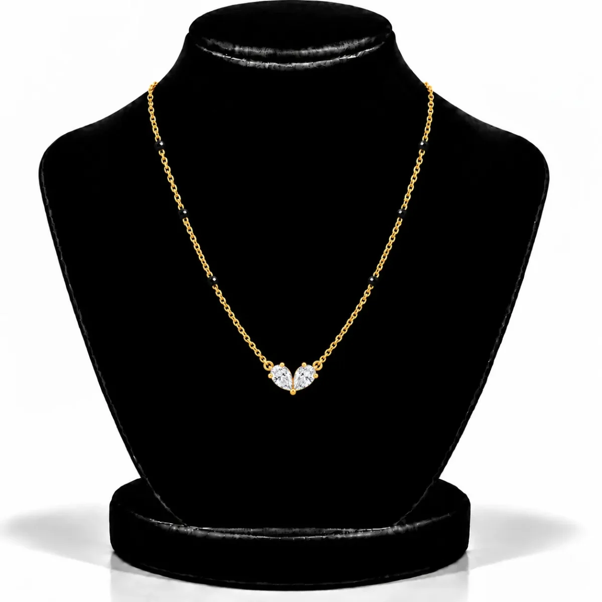 18K Gold Heart-Inspired Pear Diamond Mangalsutra - Image 5
