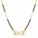 18K Gold Infinity Knot Lab Grown Diamond Mangalsutra with 0.30 Carat E-F Colour VS1 Clarity Diamonds and Traditional Black Beads