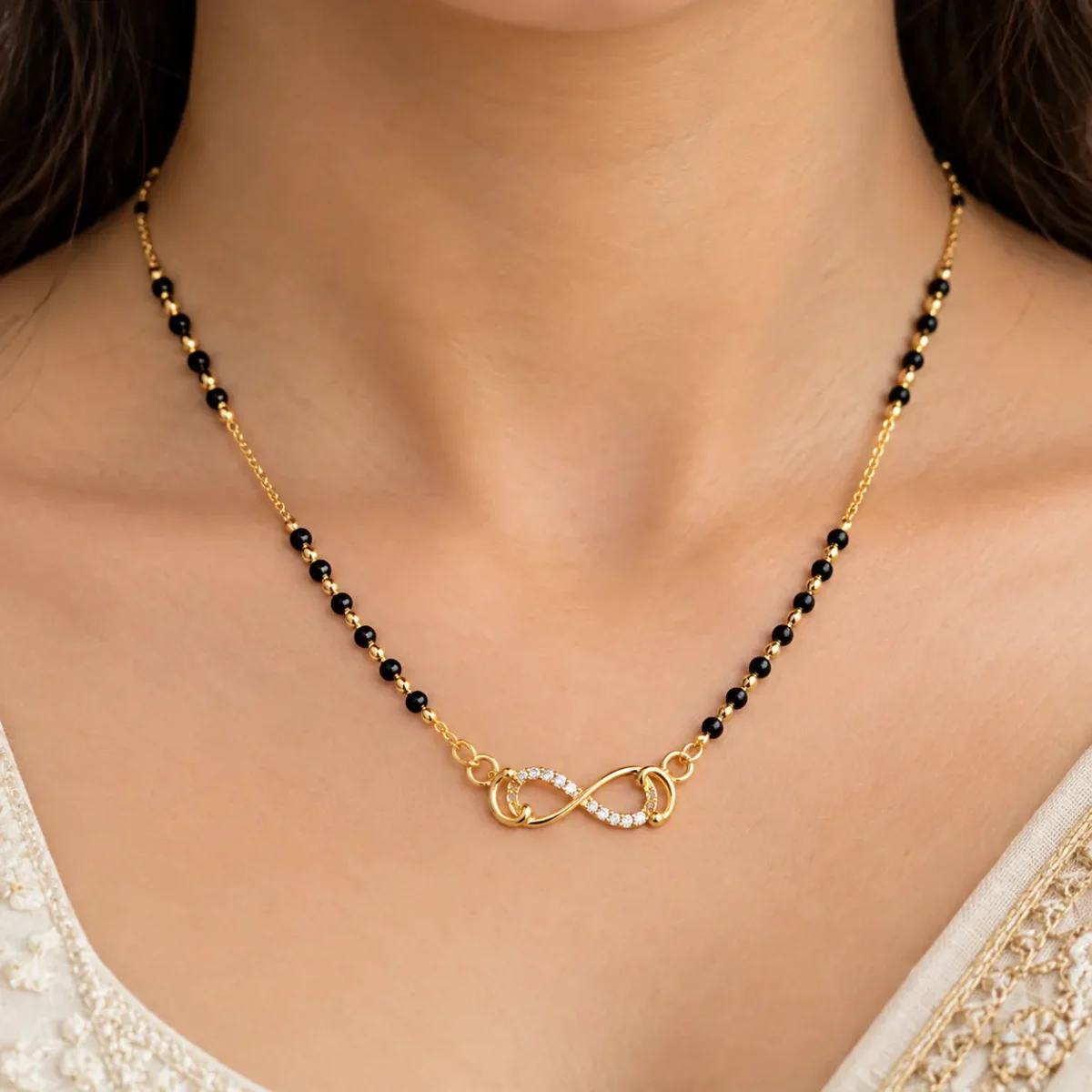 18K Gold Infinity Knot Lab Grown Diamond Mangalsutra - Image 4