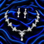 18K Gold Lab Grown Diamond Floral Necklace Set with Matching Earrings - Image 2
