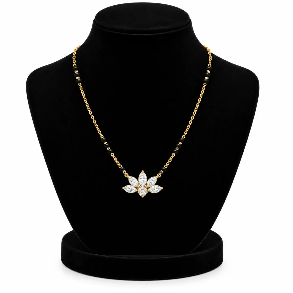 18K Gold Lotus Petal Lab Grown Diamond Mangalsutra - Image 5