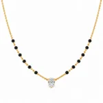 18K Gold Oval Cut Solitaire Lab Grown Diamond Mangalsutra with Black Beads for Women