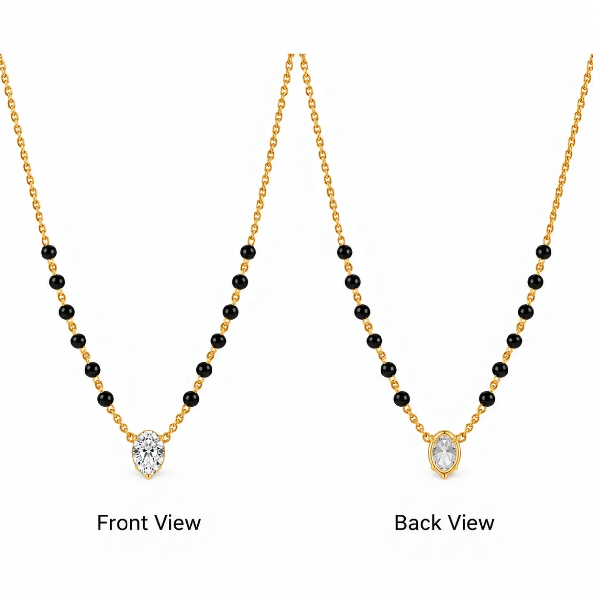 18K Gold Oval Cut Solitaire Lab Grown Diamond Mangalsutra for Women - Image 3
