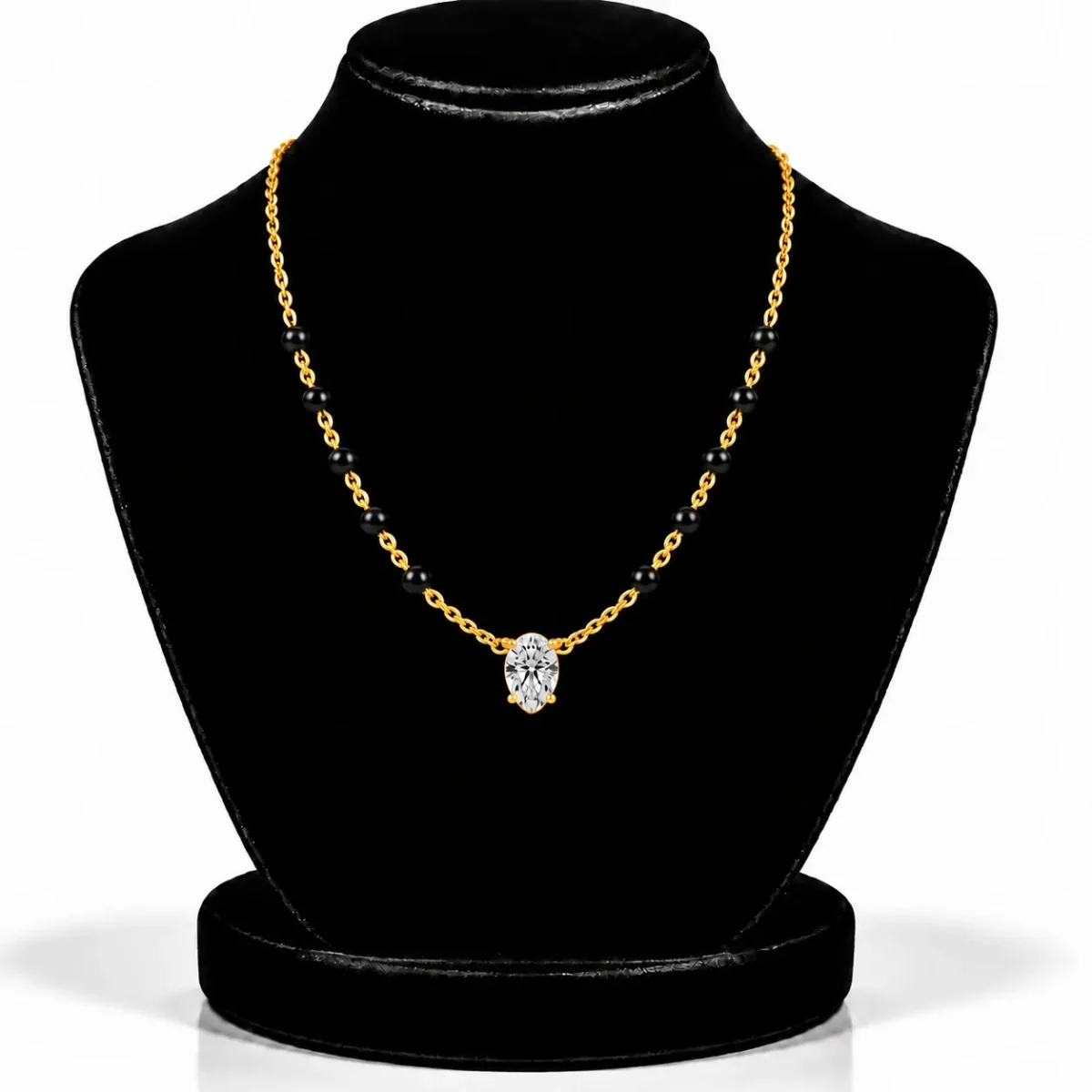 18K Gold Oval Cut Solitaire Lab Grown Diamond Mangalsutra for Women - Image 5