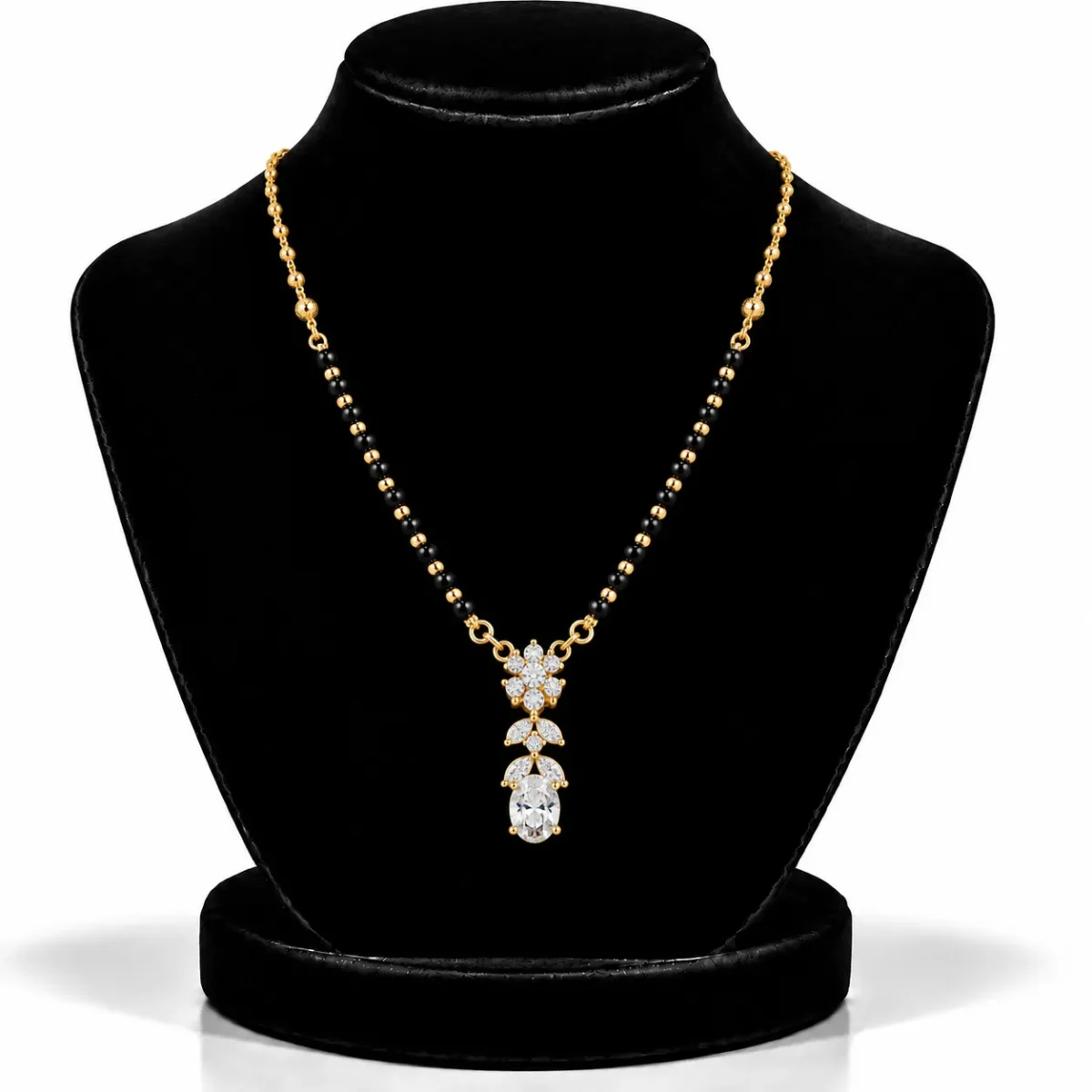 18K Gold Oval Drop Lab Grown Diamond Mangalsutra for Women - Image 5