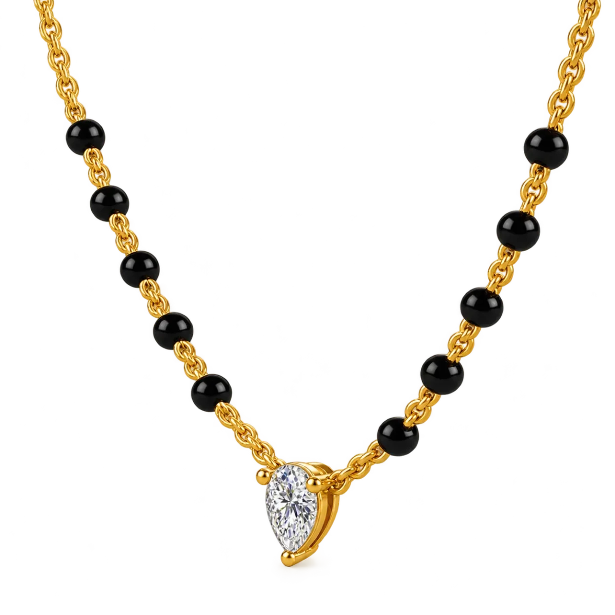 18K Gold Pear Cut Solitaire Lab Grown Diamond Mangalsutra for Women - Image 2