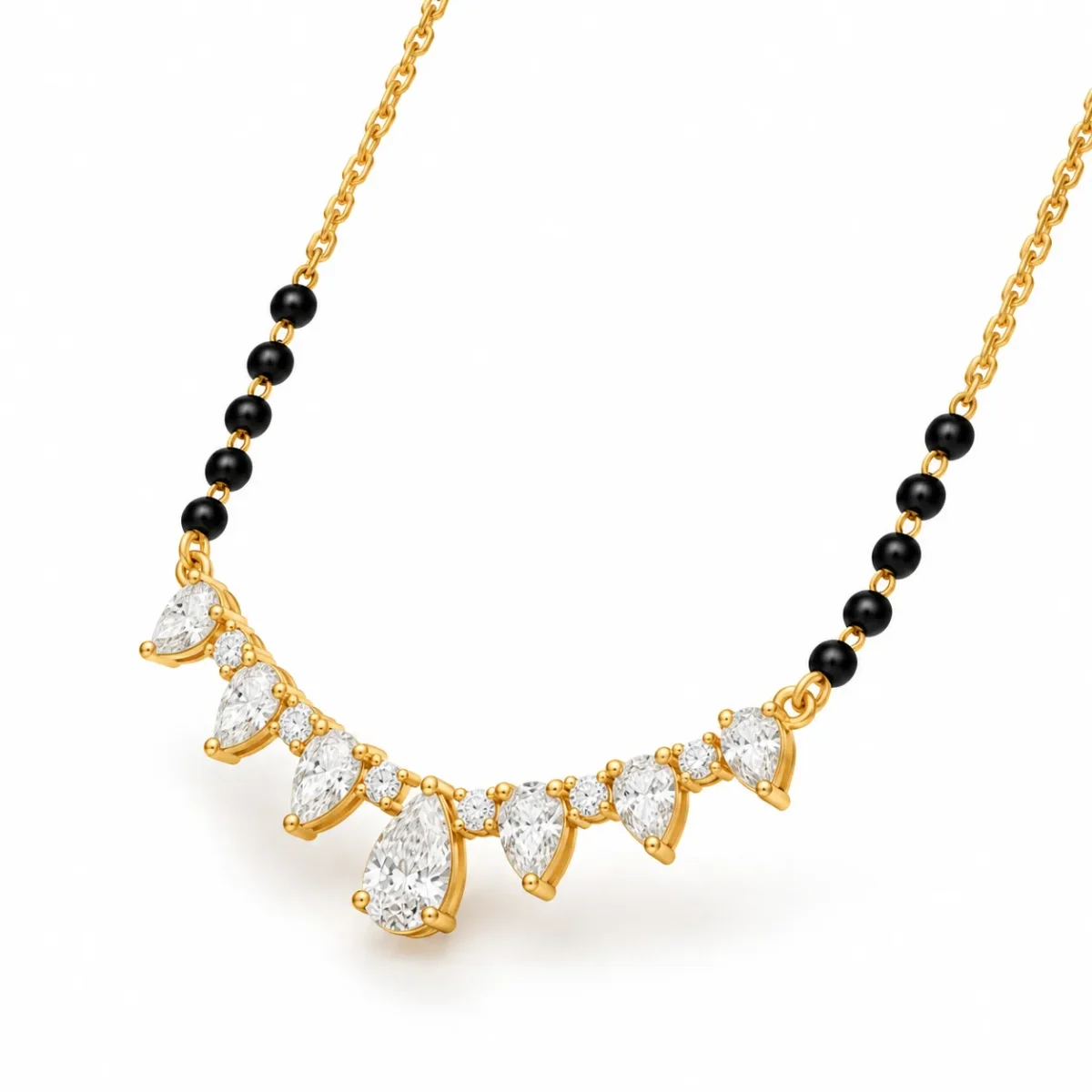 18K Gold Pear Drop Lab Grown Diamond Mangalsutra for Women - Image 2