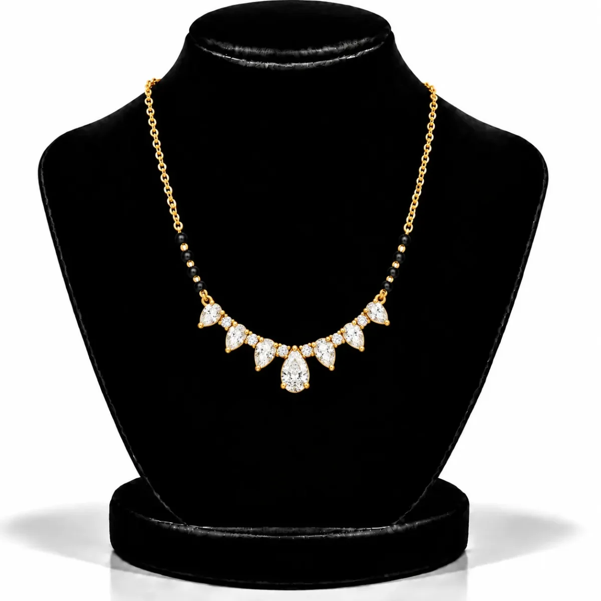 18K Gold Pear Drop Lab Grown Diamond Mangalsutra for Women - Image 5