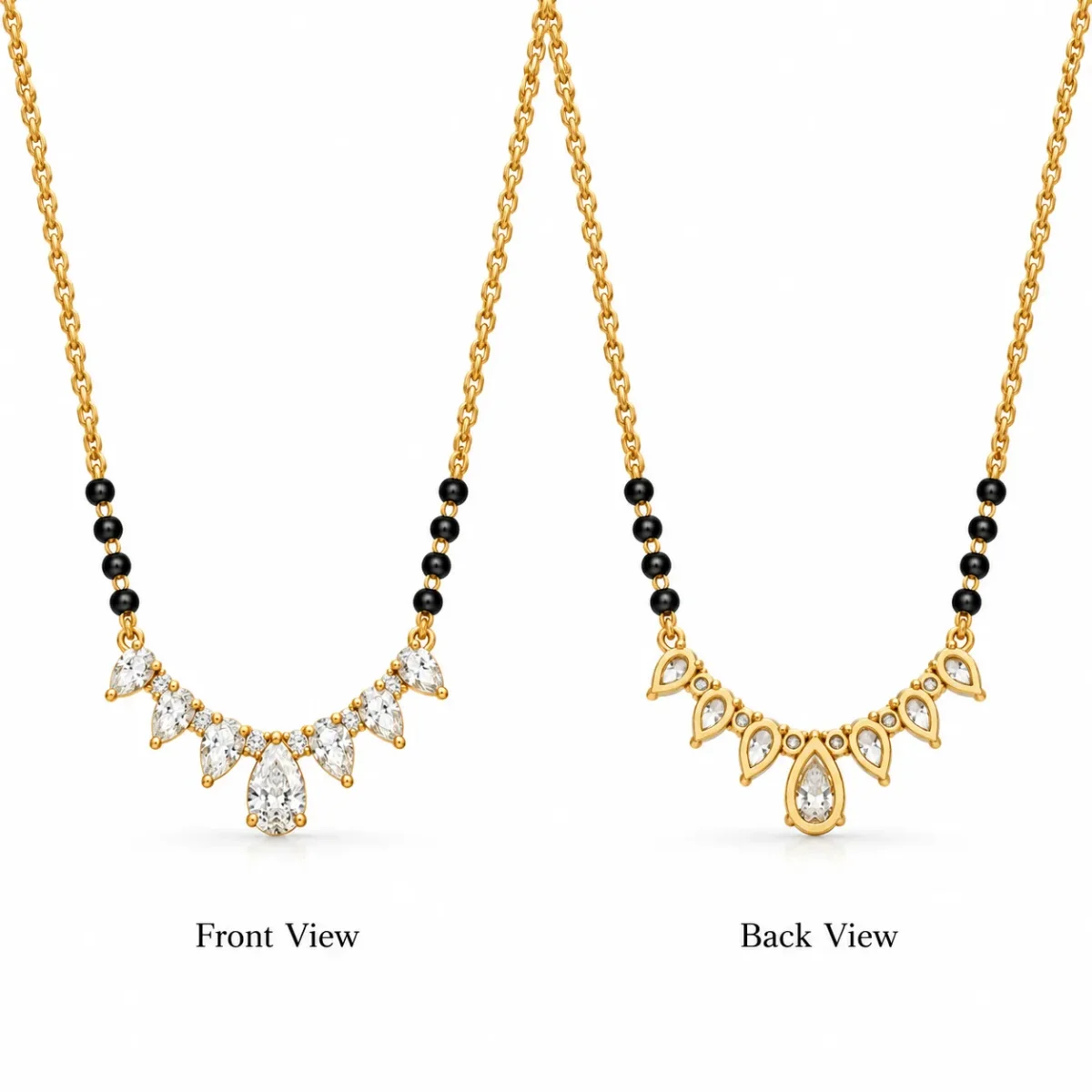 18K Gold Pear Drop Lab Grown Diamond Mangalsutra for Women - Image 3