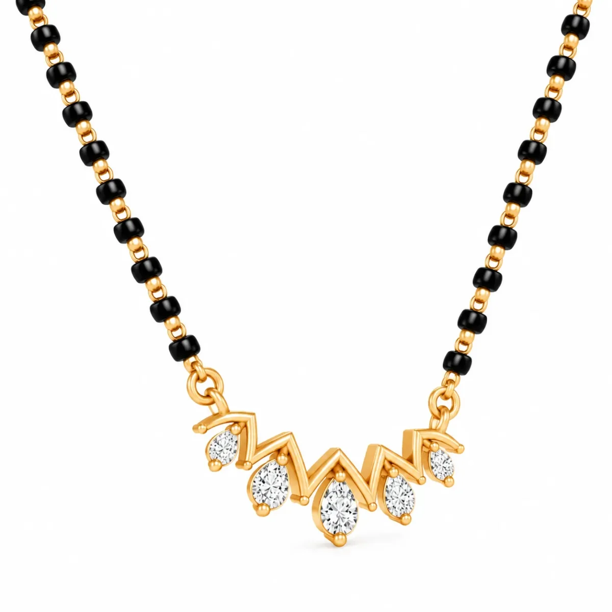 18K Gold Pear Shape Lab Grown Diamond Mangalsutra - Image 2