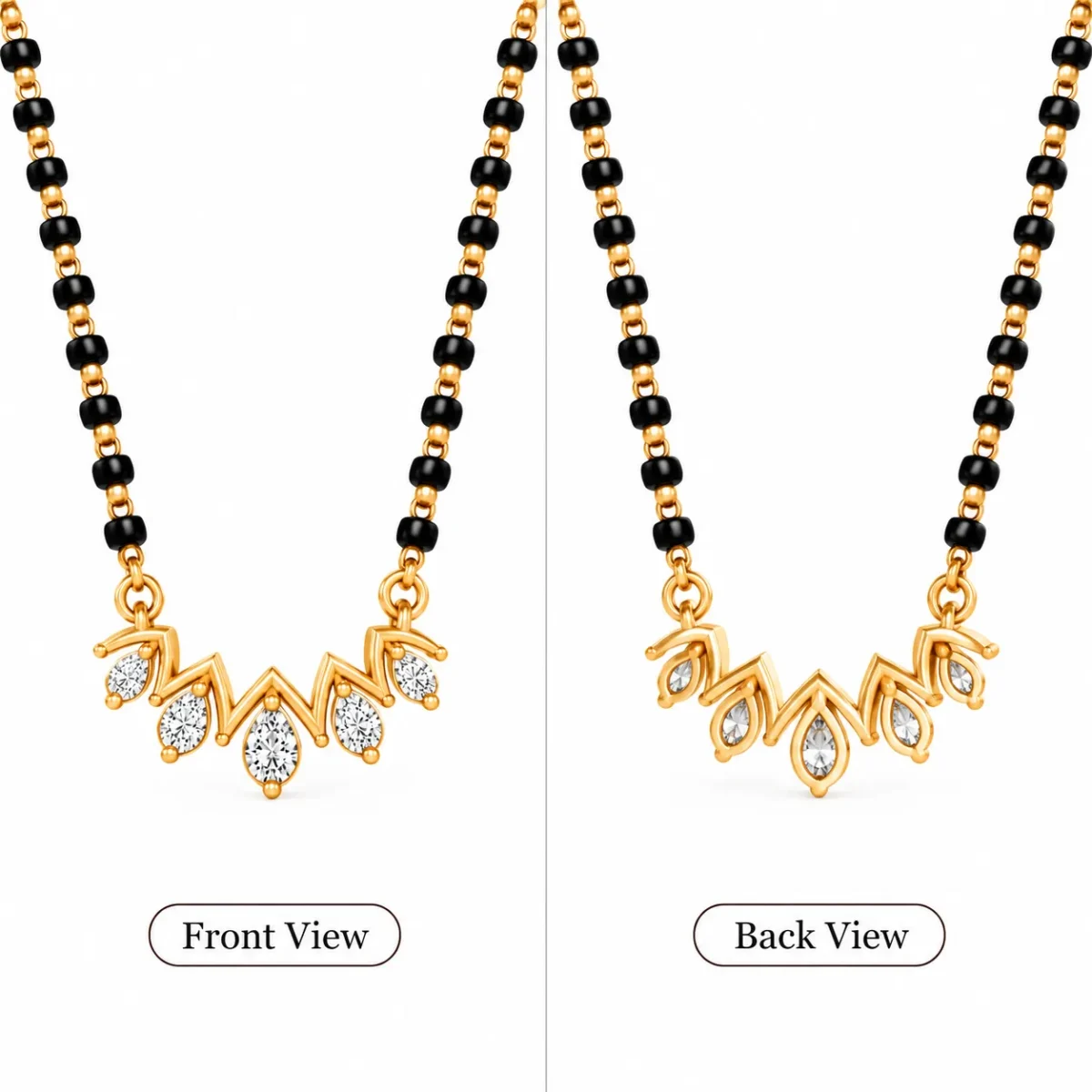 18K Gold Pear Shape Lab Grown Diamond Mangalsutra - Image 3