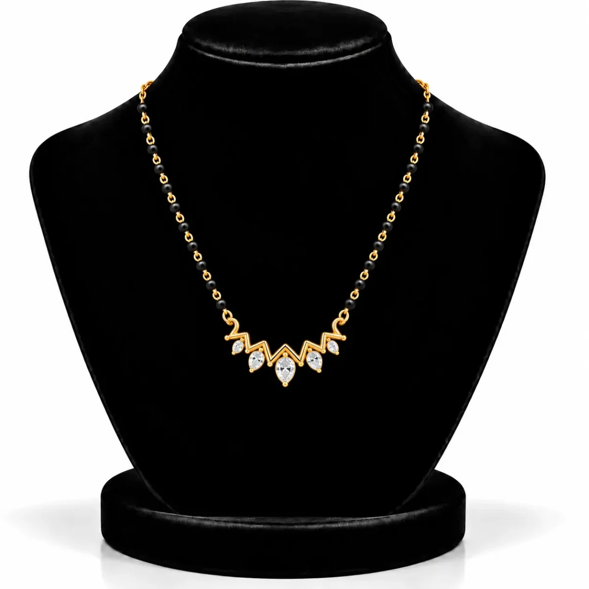 18K Gold Pear Shape Lab Grown Diamond Mangalsutra - Image 5
