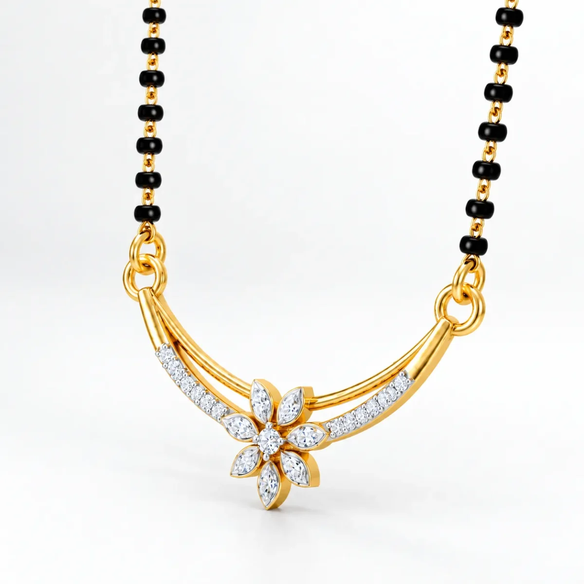 18K Gold Petal Lab-Grown Diamond Mangalsutra - Image 2