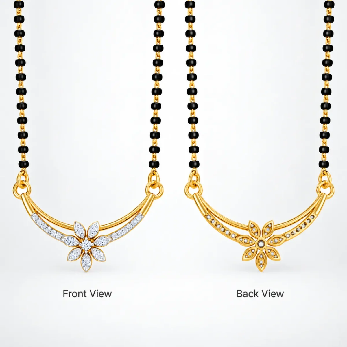 18K Gold Petal Lab-Grown Diamond Mangalsutra - Image 3