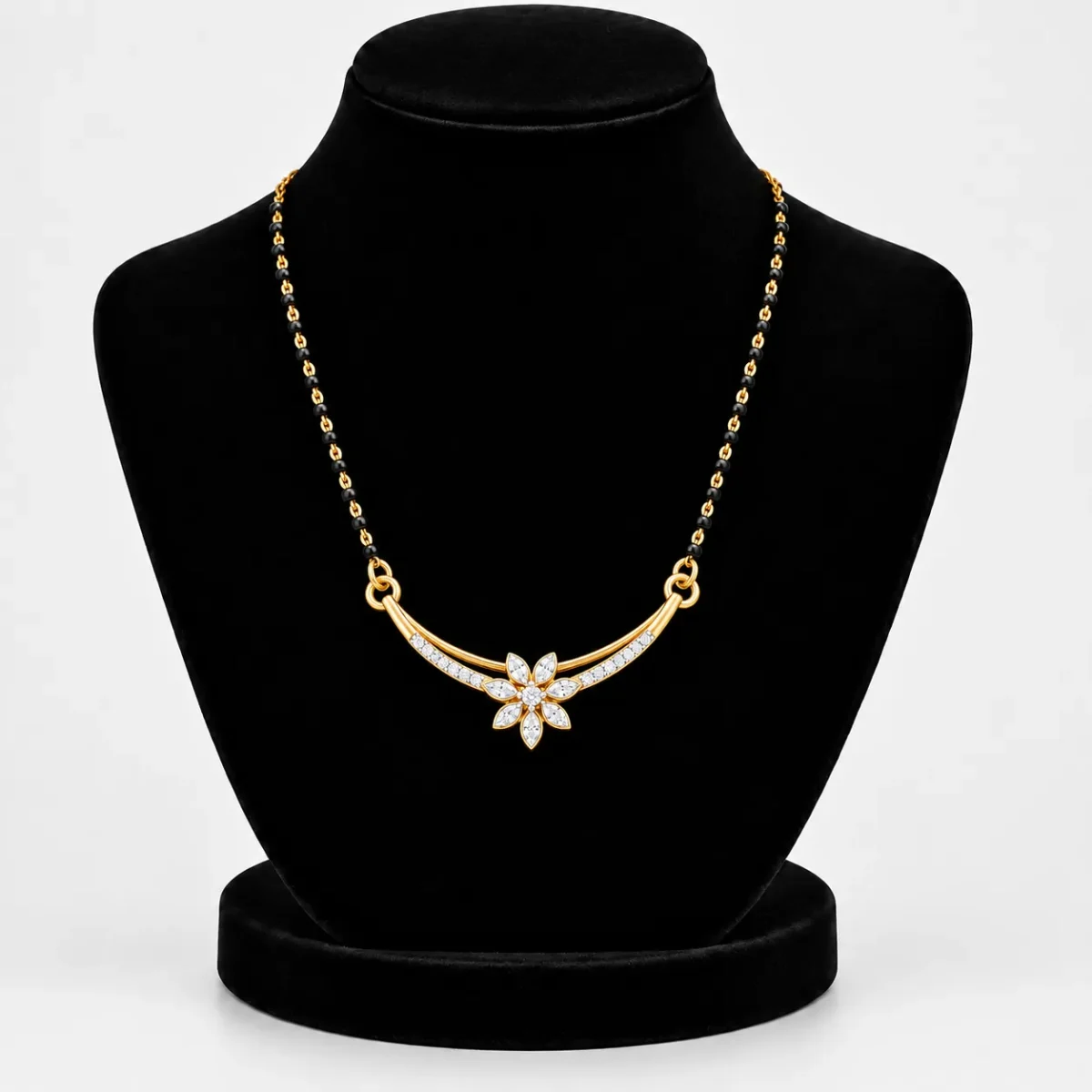 18K Gold Petal Lab-Grown Diamond Mangalsutra - Image 5