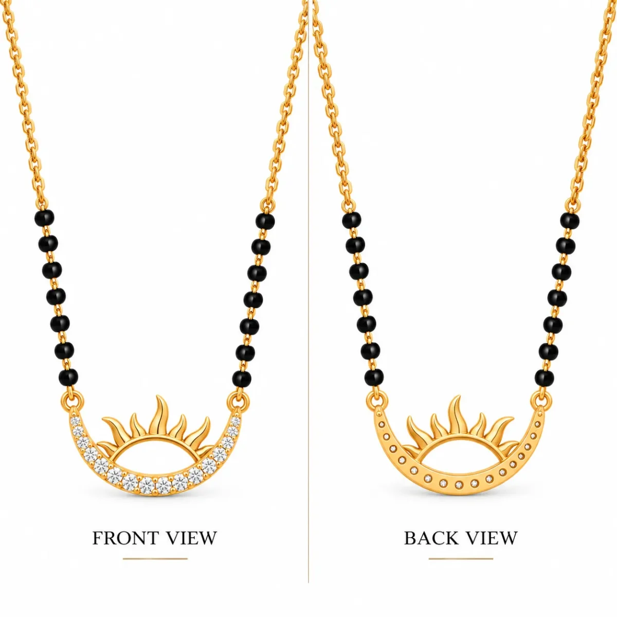 18K Gold Rising Sun Lab Grown Diamond Mangalsutra - Image 3