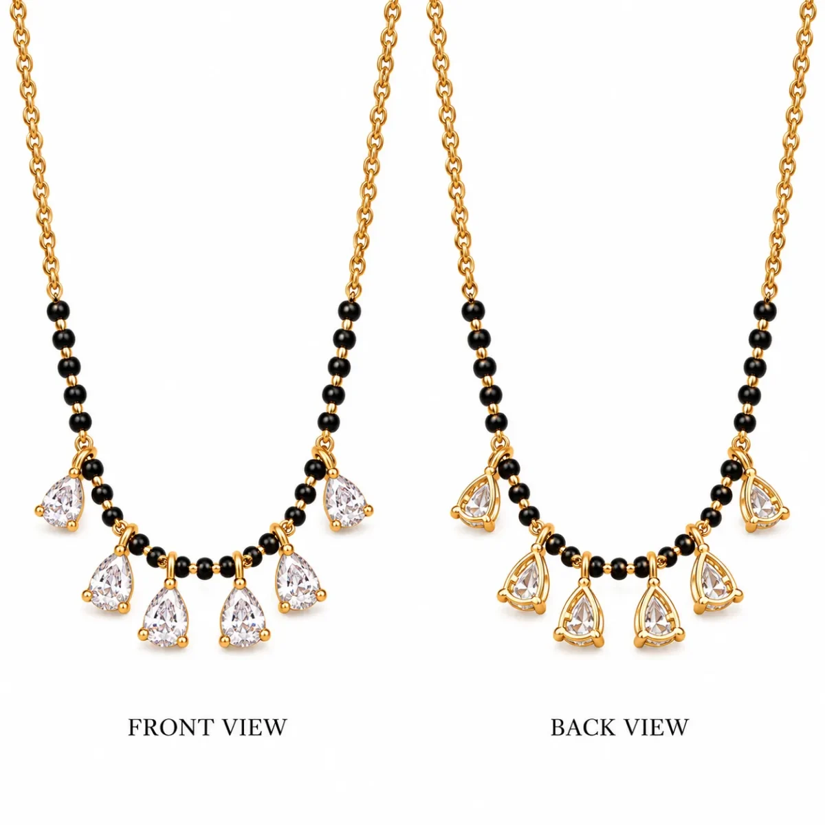 18K Gold Six Pear Lab Grown Diamond Mangalsutra for Women - Image 3