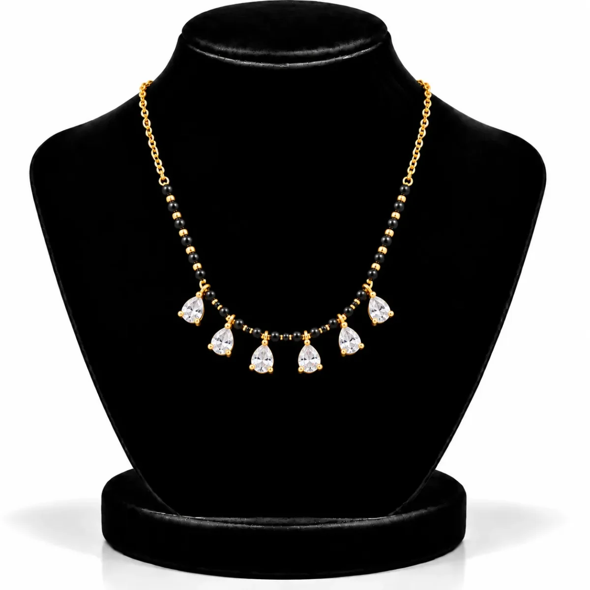 18K Gold Six Pear Lab Grown Diamond Mangalsutra for Women - Image 5
