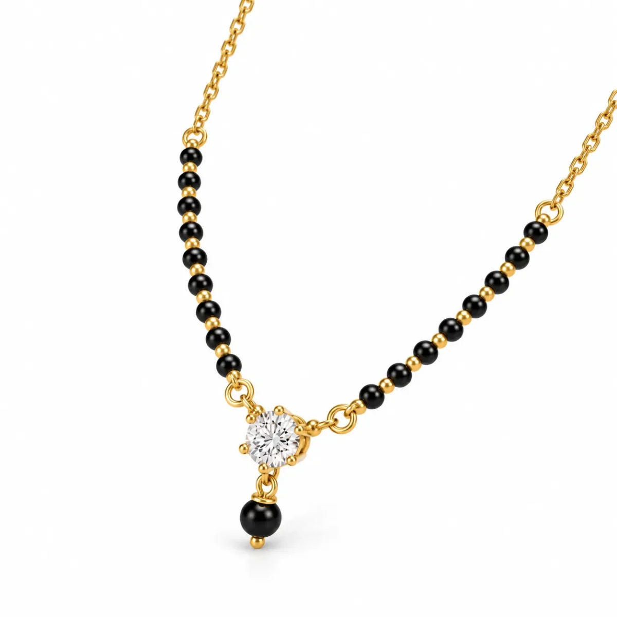 18K Gold Solitaire Lab Grown Diamond Mangalsutra - Image 2