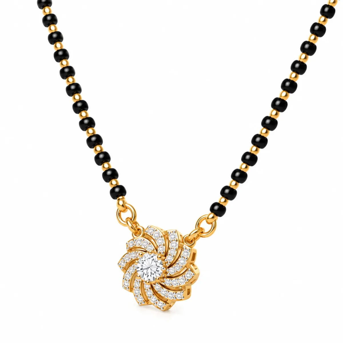 18K Gold Spiral Lab Grown Diamond Mangalsutra for Women - Image 2