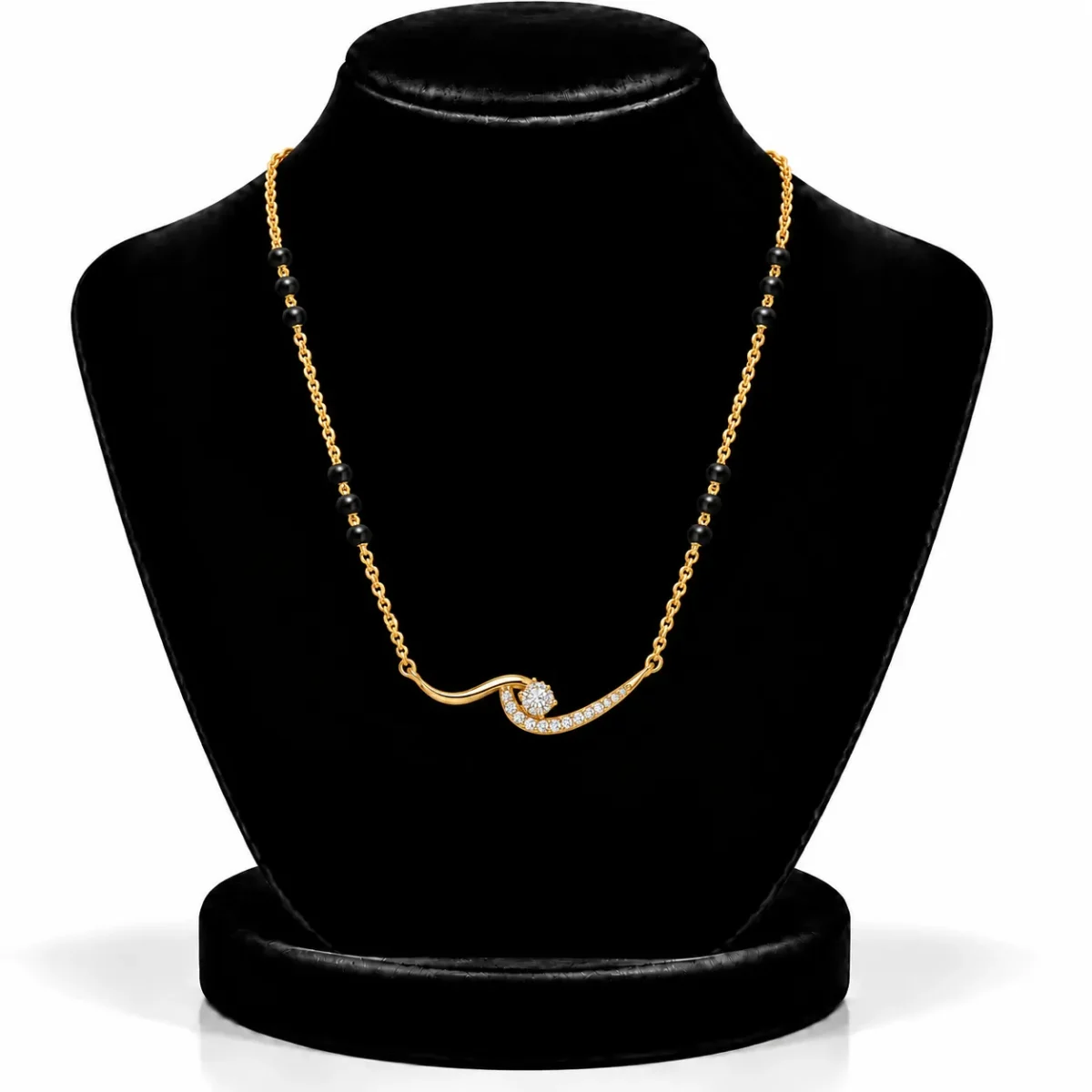 18K Gold Swirl Lab Grown Diamond Mangalsutra - Image 5