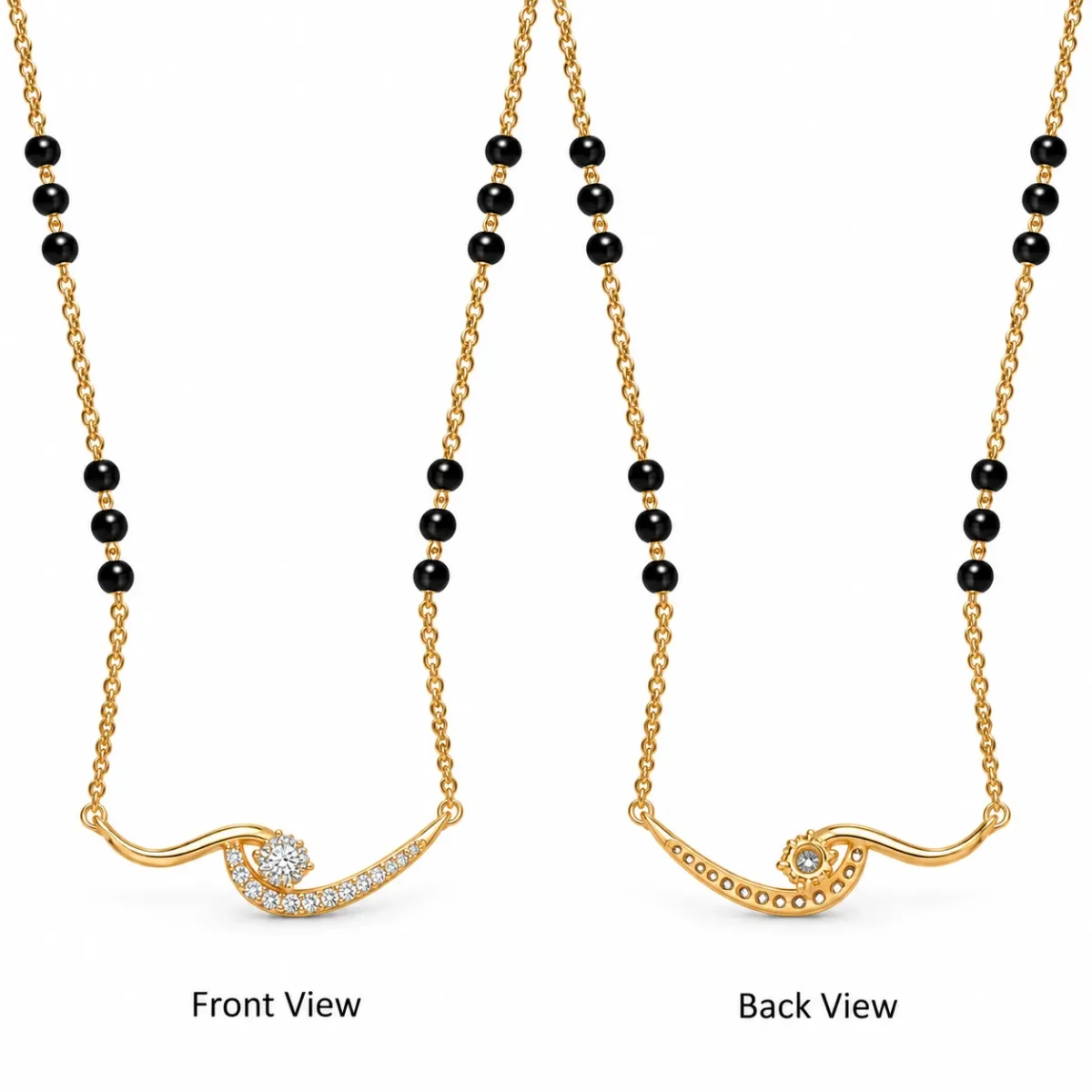 18K Gold Swirl Lab Grown Diamond Mangalsutra - Image 3