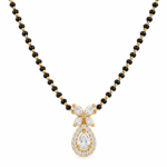 18K Gold Teardrop Lab Grown Diamond Mangalsutra with 1.05 Carat E-F VS1 Diamonds