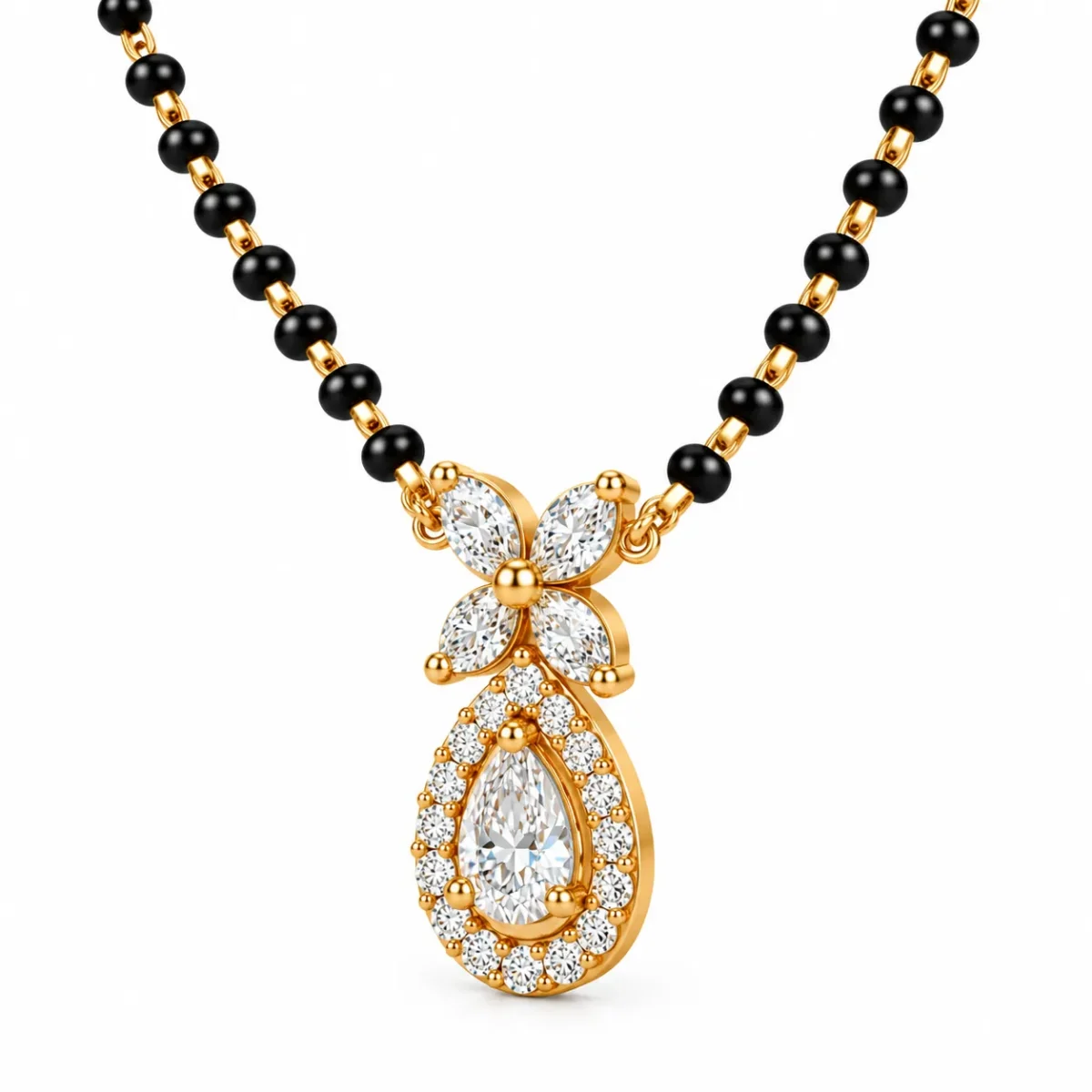 18K Gold Teardrop Lab-Grown Diamond Mangalsutra - Image 2
