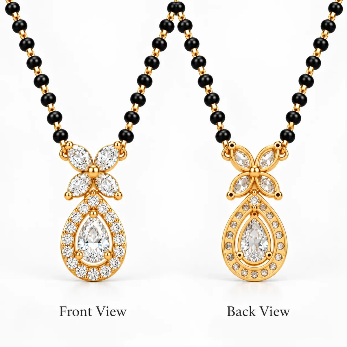 18K Gold Teardrop Lab-Grown Diamond Mangalsutra - Image 3