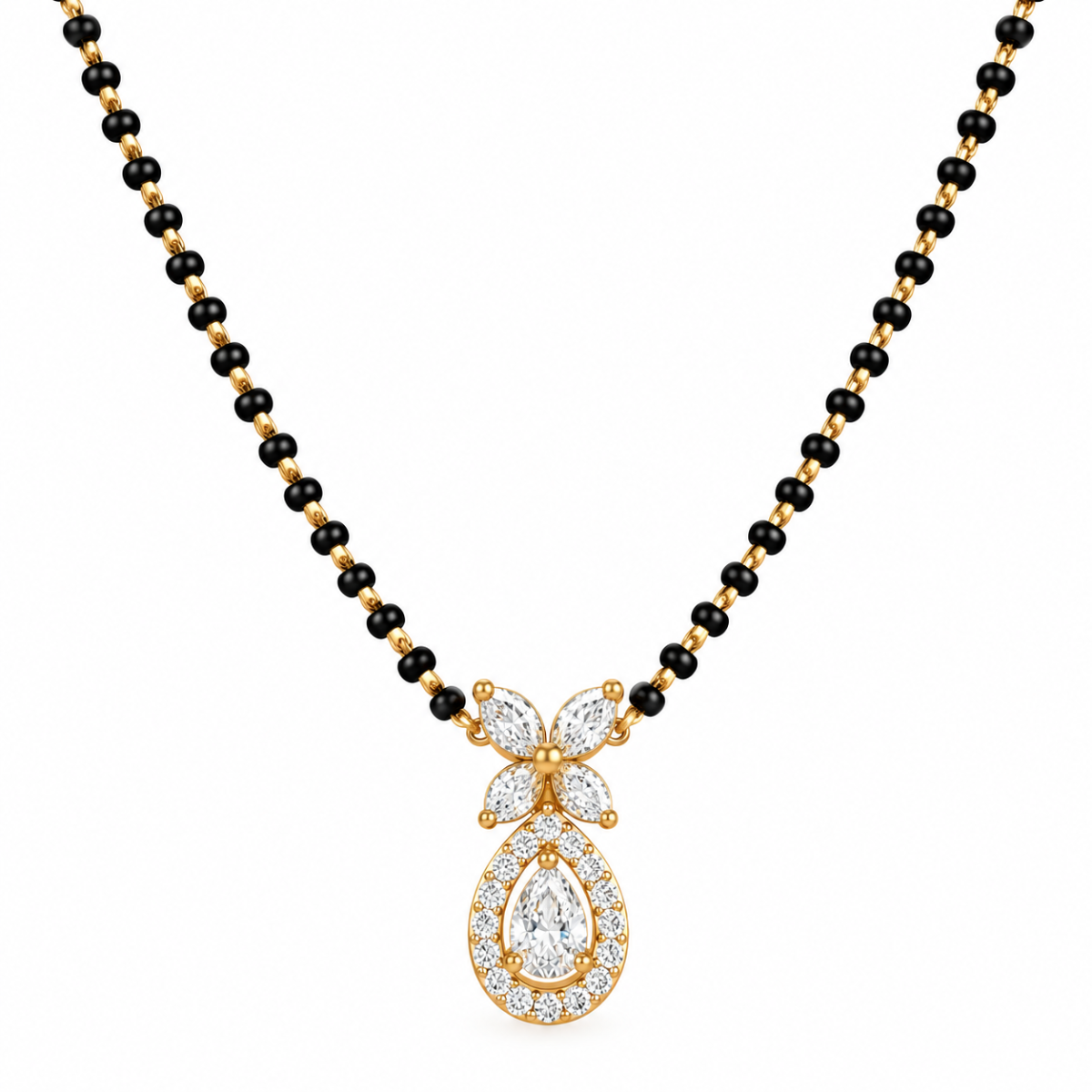 18K Gold Teardrop Lab Grown Diamond Mangalsutra 18K Gold Teardrop Lab Grown Diamond Mangalsutra with 1.05 Carat E-F VS1 Diamonds